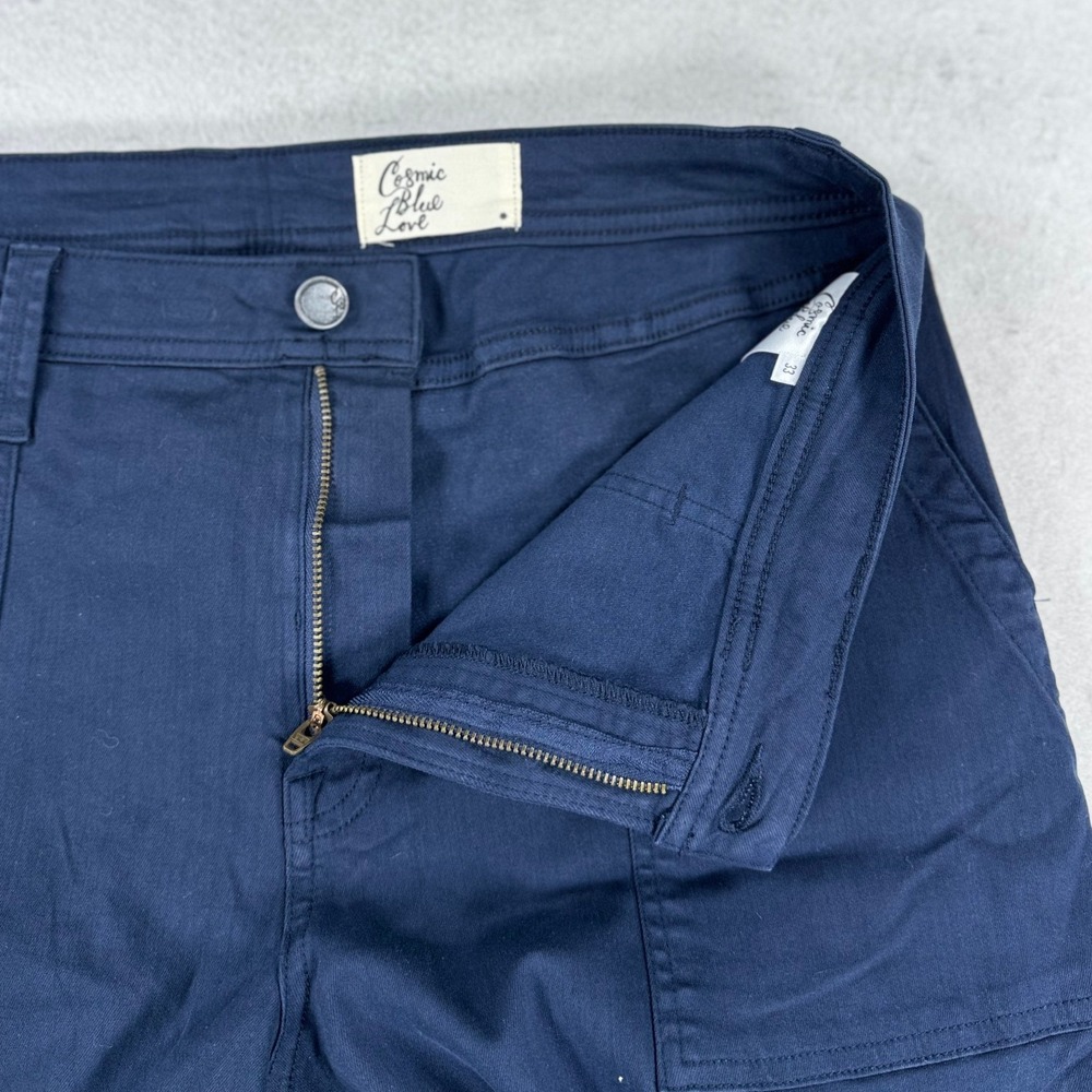 Cosmic Blue Love Navy Utility Patch Pocket Straight Leg Pants Size 33 - Picture 3 of 9